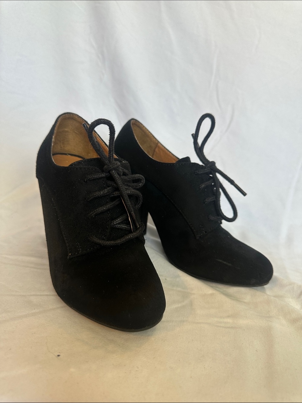 a.n.a Black Suede Lace-Up Heeled Booties